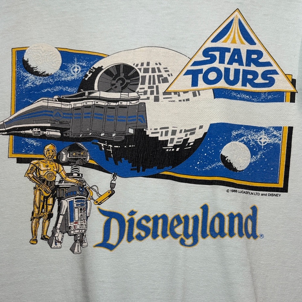 Vintage 1986 Star‎ Tours Disneyland T-Shirt Lucasfilm & Disney Medium USA - Picture 4 of 12